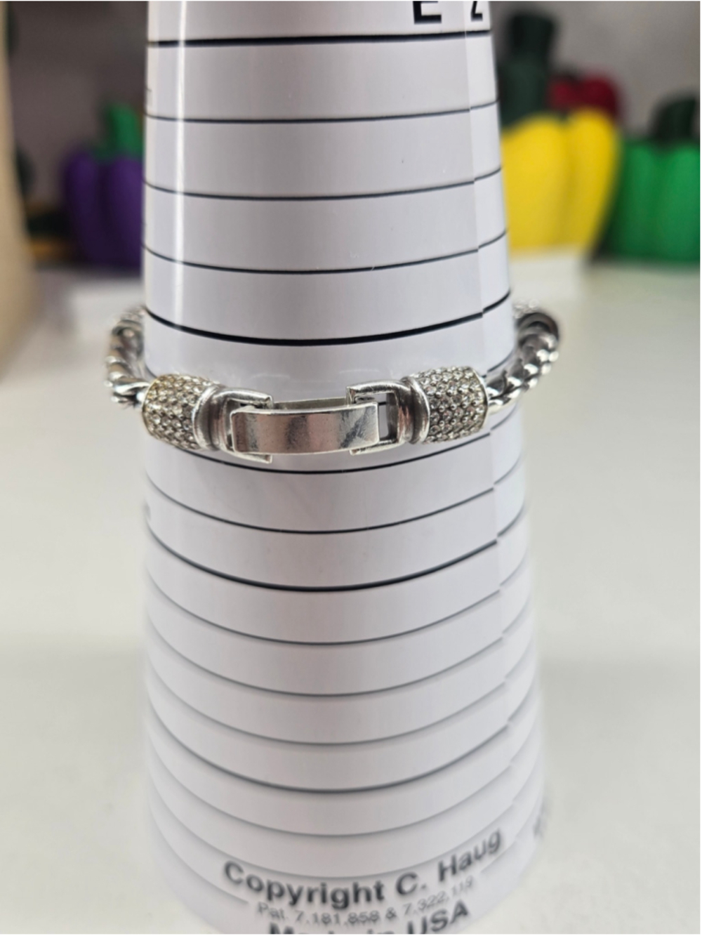 Brighton Meridian Bracelet Braided Silver Tone Clear Crystal Stations Sparkly - Picture 5 of 7